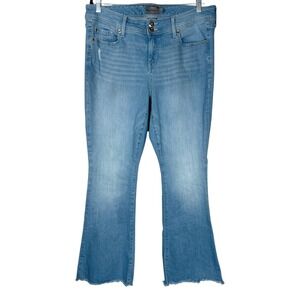 Torrid Womens Size 16T Mid Rise Flare Premium Stretch Denim Jeans Frayed Hem